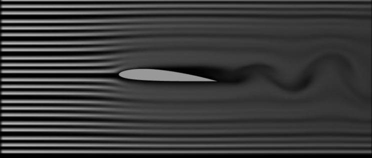 AeroTunnel: smoke flowing around an airfoil in a 2D wind tunnel